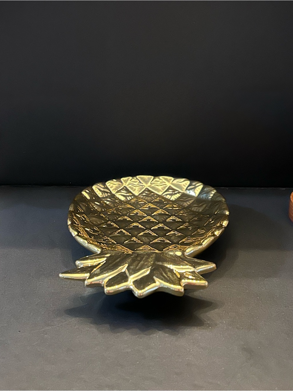 Gold Pineapple Trinket Dish - Home Art Ceramics - Picture 3 of 5